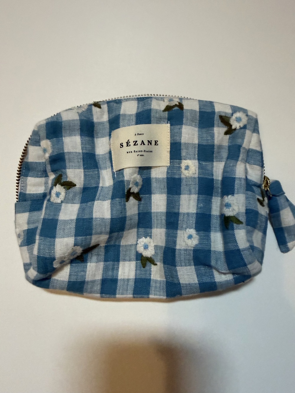 Sezane Beauty Bag Blue Gingham - Size TU